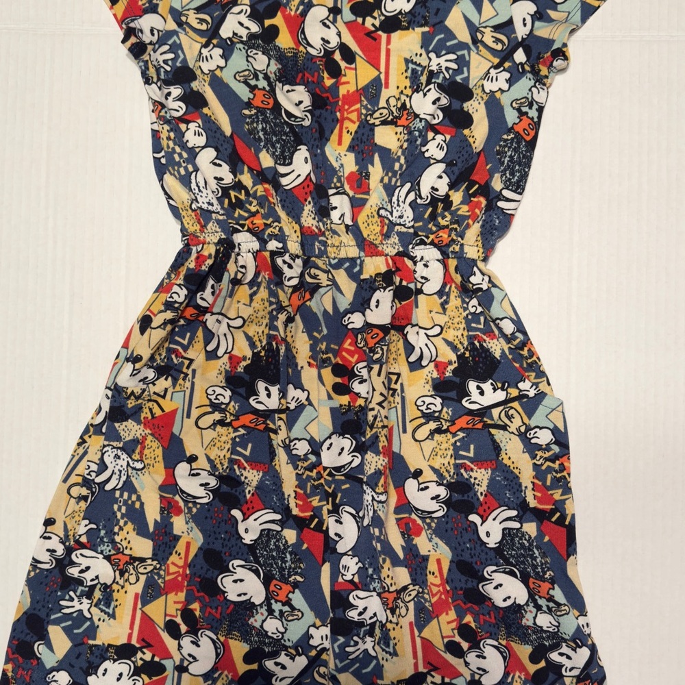 LuLaRoe Disney Mickey Mouse Dress Girls Size 8 | Blue Geometric Print